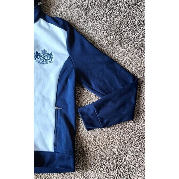 L-RL Lauren Active Track Jacket Size Small Full Zip White Blue Zip Away Hoodie - Picture 7 of 10